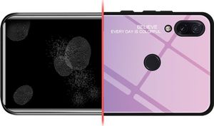 Hurtel Gradient Glass etui pokrowiec nakładka ze szkła hartowanego Xiaomi Redmi Note 7 zielono-fioletowy uniwersalny 7