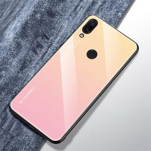 Hurtel Gradient Glass etui pokrowiec nakładka ze szkła hartowanego Xiaomi Redmi Note 7 czarno-niebieski uniwersalny 16