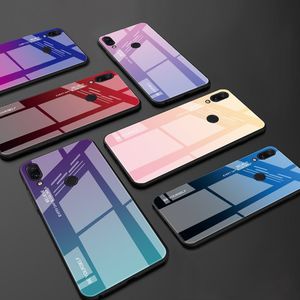 Hurtel Gradient Glass etui pokrowiec nakładka ze szkła hartowanego Xiaomi Redmi Note 7 czarno-niebieski uniwersalny 3