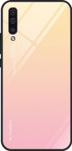 Hurtel Gradient Glass etui pokrowiec nakładka ze szkła hartowanego Samsung Galaxy A50 różowy uniwersalny 1
