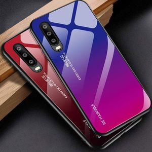 Hurtel Gradient Glass etui pokrowiec nakładka ze szkła hartowanego Huawei P30 Pro czarno-czerwony uniwersalny 2