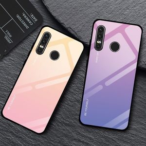 Hurtel Gradient Glass etui pokrowiec nakładka ze szkła hartowanego Huawei P30 Lite różowo-fioletowy uniwersalny 13