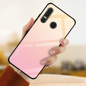 Hurtel Gradient Glass etui pokrowiec nakładka ze szkła hartowanego Huawei P30 Lite różowo-fioletowy uniwersalny 14