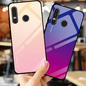 Hurtel Gradient Glass etui pokrowiec nakładka ze szkła hartowanego Huawei P30 Lite różowo-fioletowy uniwersalny 4