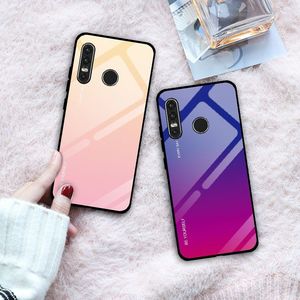 Hurtel Gradient Glass etui pokrowiec nakładka ze szkła hartowanego Huawei P30 Lite różowo-fioletowy uniwersalny 7