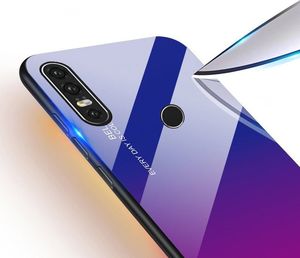 Hurtel Gradient Glass etui pokrowiec nakładka ze szkła hartowanego Huawei P30 Lite zielono-fioletowy uniwersalny 7