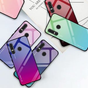 Hurtel Gradient Glass etui pokrowiec nakładka ze szkła hartowanego Huawei P30 Lite zielono-fioletowy uniwersalny 8