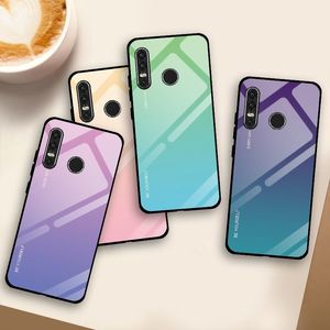 Hurtel Gradient Glass etui pokrowiec nakładka ze szkła hartowanego Huawei P30 Lite zielono-fioletowy uniwersalny 9