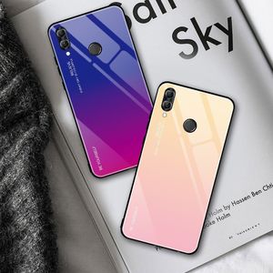 Hurtel Gradient Glass etui pokrowiec nakładka ze szkła hartowanego Huawei P Smart 2019 różowo-fioletowy uniwersalny 11