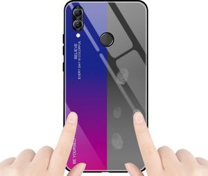 Hurtel Gradient Glass etui pokrowiec nakładka ze szkła hartowanego Huawei P Smart 2019 różowy uniwersalny 2