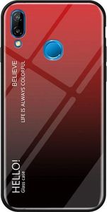 Hurtel Gradient Glass etui pokrowiec nakładka ze szkła hartowanego Huawei P20 Lite czarno-czerwony uniwersalny 1
