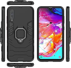 Hurtel Ring Armor pancerne hybrydowe etui pokrowiec + magnetyczny uchwyt Samsung Galaxy A70 czarny uniwersalny 6
