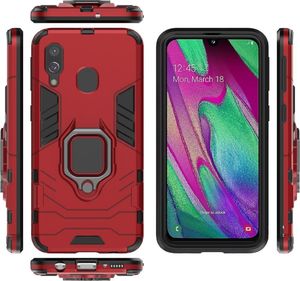 Hurtel Ring Armor pancerne hybrydowe etui pokrowiec + magnetyczny uchwyt Samsung Galaxy A40 czerwony uniwersalny 6