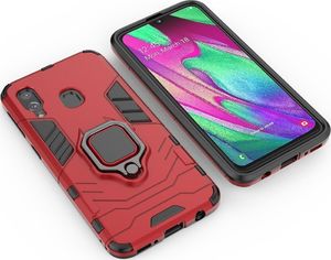 Hurtel Ring Armor pancerne hybrydowe etui pokrowiec + magnetyczny uchwyt Samsung Galaxy A40 czerwony uniwersalny 10