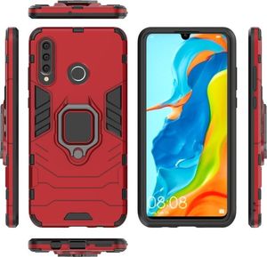 Hurtel Ring Armor pancerne hybrydowe etui pokrowiec + magnetyczny uchwyt Huawei P30 Lite czerwony uniwersalny 10