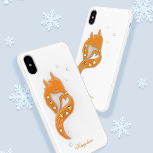 Kingxbar Kingxbar Moonky etui ozdobione oryginalnymi Kryształami Swarovskiego iPhone XS / iPhone X czerwony uniwersalny 6