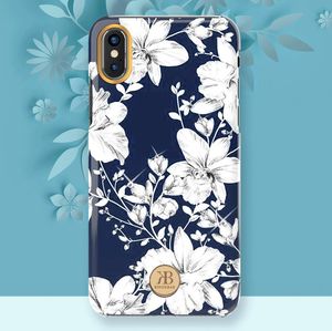 Kingxbar Kingxbar Blossom etui ozdobione oryginalnymi Kryształami Swarovskiego iPhone XS / iPhone X niebieski uniwersalny 10