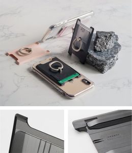 Ringke Ringke Card Holder etui na karty dokumenty przyklejane do telefonu + uchwyt ring przezroczysty (ACSC0006) uniwersalny 9
