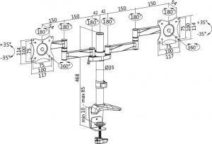 LogiLink Uchwyt biurkowy na 2 monitory 13" - 27" (BP0077) 2