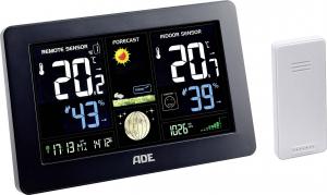 Stacja pogodowa ADE ADE WS 1704 Weather Station, Temperature indicator -20°C – +60°C, Hygrometer 20 – 95 %, Battery 1.5 V AAA, Radio technology 433 MHz, LED colour display, Radio-controlled clock, 8 phases, Trend indicator and memory function, black 2