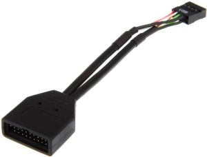 USB 19 pin - USB 9 pin, 0.15m, Czarny (ZUUS-173) 1