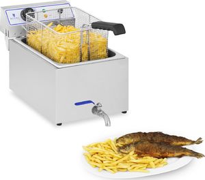 Royal Catering Profesjonalna frytownica do frytek ryb z kranem 3000W 17L Royal Catering RCEF 15E 3