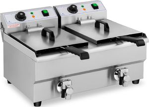 Royal Catering Frytownica podwójna gastronomiczna elektryczna z kranem 230 V 2 x 3000W 2 x 10 L 1