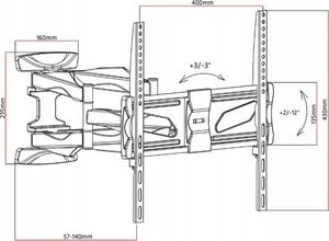 Cabletech Uchwyt do telewizora wieszak TV LCD LED 55 40kg 15