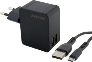 Ładowarka Avacom HomeNOW, 100-240V, 5V, 3400mA, z dwoma wyjściami, kabel micro USB (100cm) 1