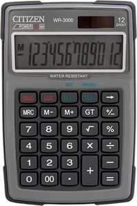 Kalkulator Citizen Citizen Kalkulator WR3000NRGYE, szara, biurkowy z obliczaniem VAT, 12 miejsc, wodoodporny, odporny na kurz i piasek 1