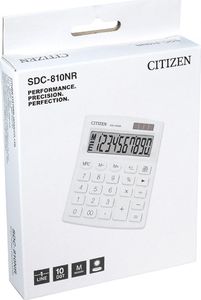 Kalkulator Citizen Citizen kalkulator SDC810NRWHE, biała, biurkowy, 10 miejsc, podwójne zasilanie 3