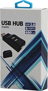 HUB USB USB (2.0) HUB 4-port, 335, czarna, wskaźnik LED 4