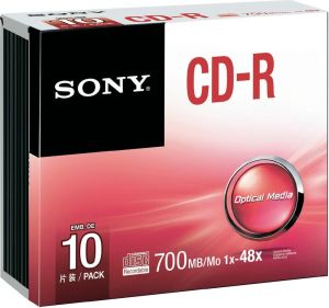 Sony CD-R 700MB 48X SLIM 10SZT (10CDQ80SS) 1