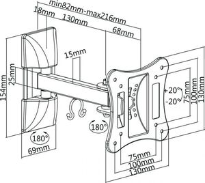Cabletech Uchwyt ścienny LPA51-111 13'' - 27'' 2