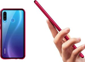 Dr. Fit Etui magnetyczne szklane Dr.Fit dwustronne do Huawei P30 Lite Czerwone uniwersalny 3