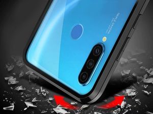 Dr. Fit Etui magnetyczne szklane Dr.Fit dwustronne do Huawei P30 Lite Czerwone uniwersalny 5