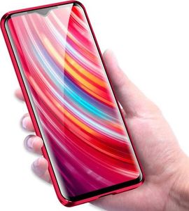 Dr. Fit Etui magnetyczne szklane Dr.Fit dwustronne do Redmi Note 8 Pro Czerwone uniwersalny 2