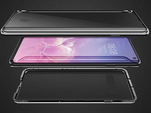 Dr. Fit Etui magnetyczne szklane Dr.Fit dwustronne do Samsung Galaxy S10 Czarne uniwersalny 3