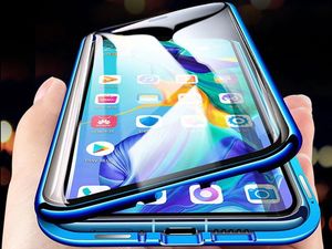 Dr. Fit Etui magnetyczne szklane Dr.Fit dwustronne do Huawei P30 Pro Niebieskie uniwersalny 2