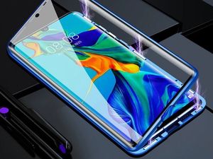 Dr. Fit Etui magnetyczne szklane Dr.Fit dwustronne do Huawei P30 Pro Niebieskie uniwersalny 6