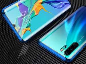 Dr. Fit Etui magnetyczne szklane Dr.Fit dwustronne do Huawei P30 Pro Niebieskie uniwersalny 10