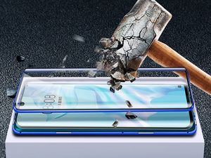 Dr. Fit Etui magnetyczne szklane Dr.Fit dwustronne do Huawei P30 Pro Srebrne uniwersalny 6