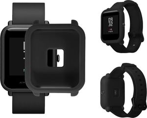 4kom.pl Etui silikonowe do Smartwatch Xiaomi Amazfit Bip Czarne uniwersalny 1