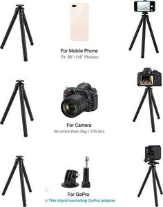 Selfie stick Apexel Apexel APL-JJ07 Statyw gorilla tripod uchwyt na telefon aparat 1/4 Blue uniwersalny 11