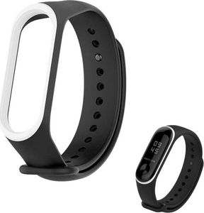 Alogy Opaska zamienna pasek alogy do Xiaomi Mi Band 3/4 czarno-biały uniwersalny 1