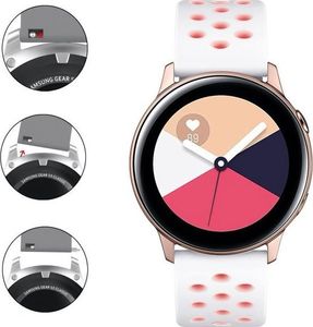 Alogy Sportowy pasek soft band Alogy do Galaxy Watch Active 2 Biało-różowy uniwersalny 5