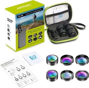 Apexel APL-DG6 Zestaw 6 Obiektywów soczewek do telefonu + pokrowiec uniwersalny 3