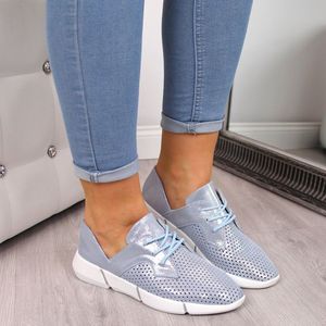 Jezzi Buty sportowe damskie skórzane ażurowe niebieskie Jezzi 37 2