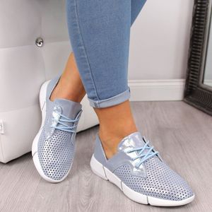 Jezzi Buty sportowe damskie skórzane ażurowe niebieskie Jezzi 37 6