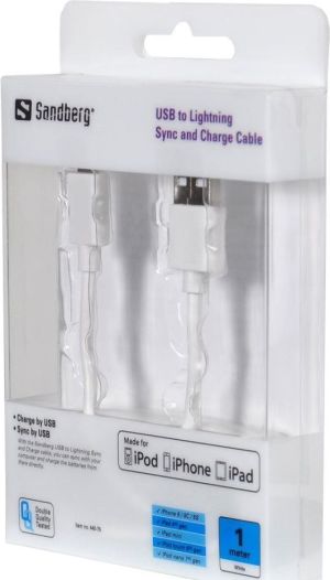 Kabel USB Sandberg USB-A - Lightning 1 m Biały (440-75) 2